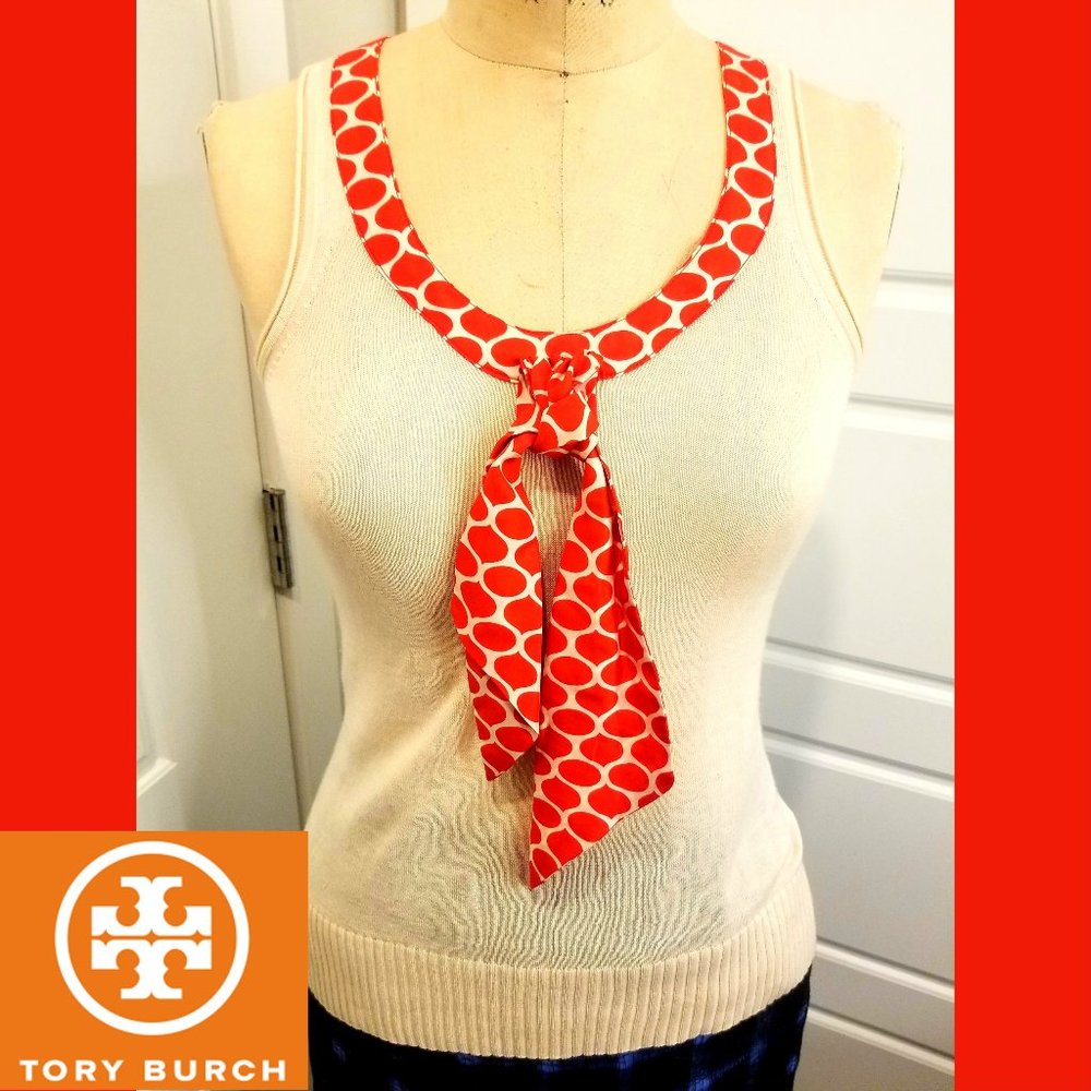TORY BURCH - Sleeveless Top w/ Silk Neck Tie - XS